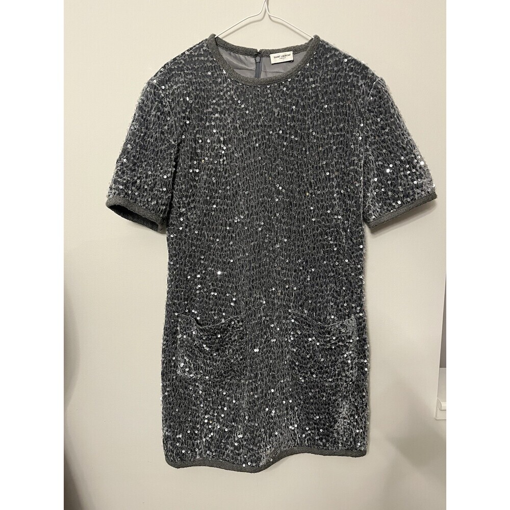 SAINT LAURENT 2021 SizeF38  Black Silver Sparkler Sequin Top image 2